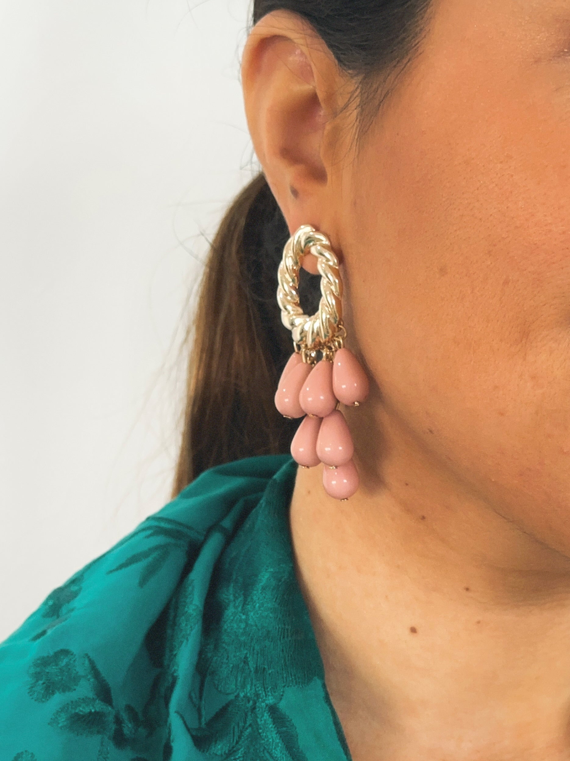 Pendientes Cascada Rosa Palo