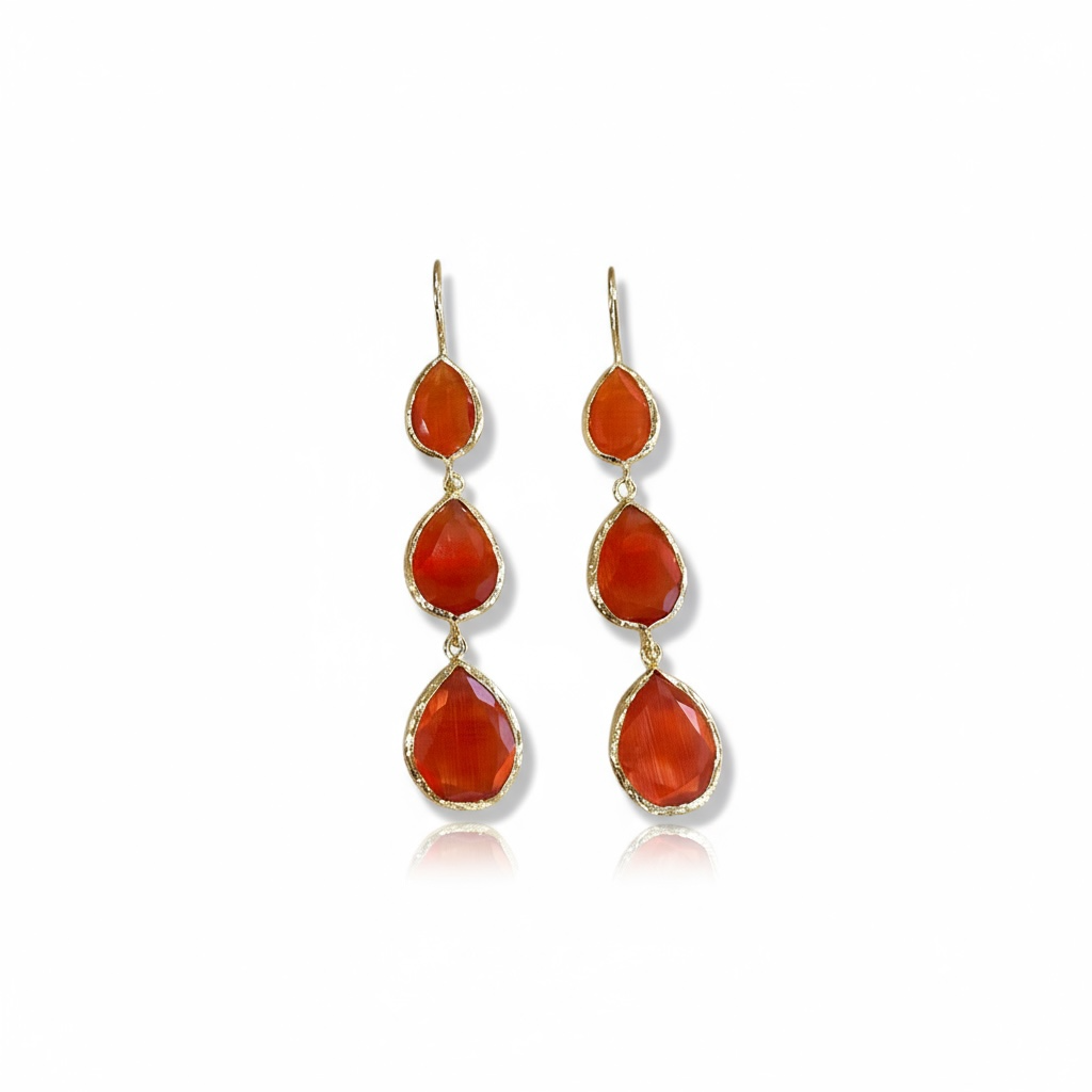 Pendientes lágrima triple naranja