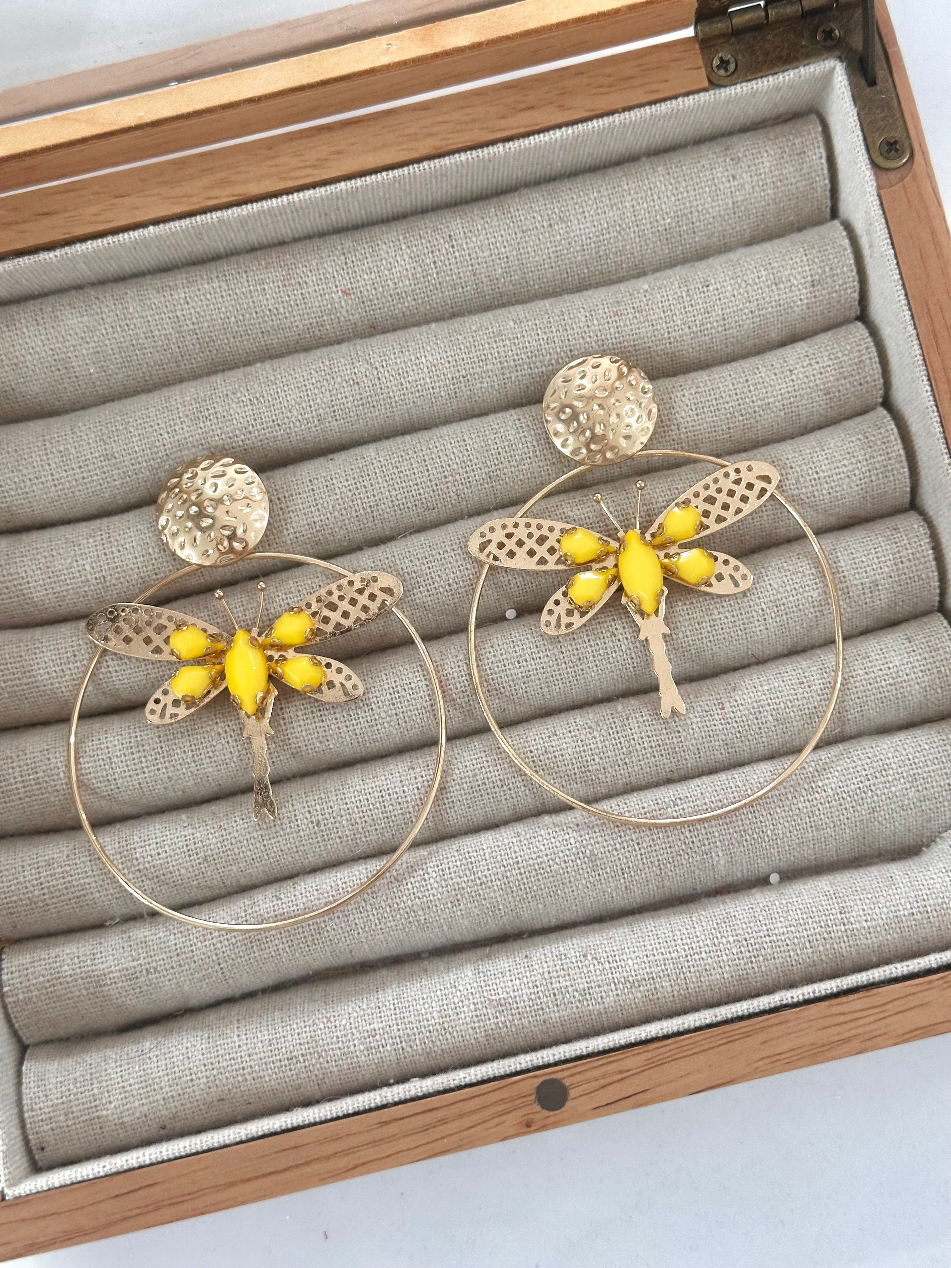 Pendientes Libélula Amarillo
