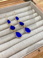 Pendientes lágrima triple azul electrico