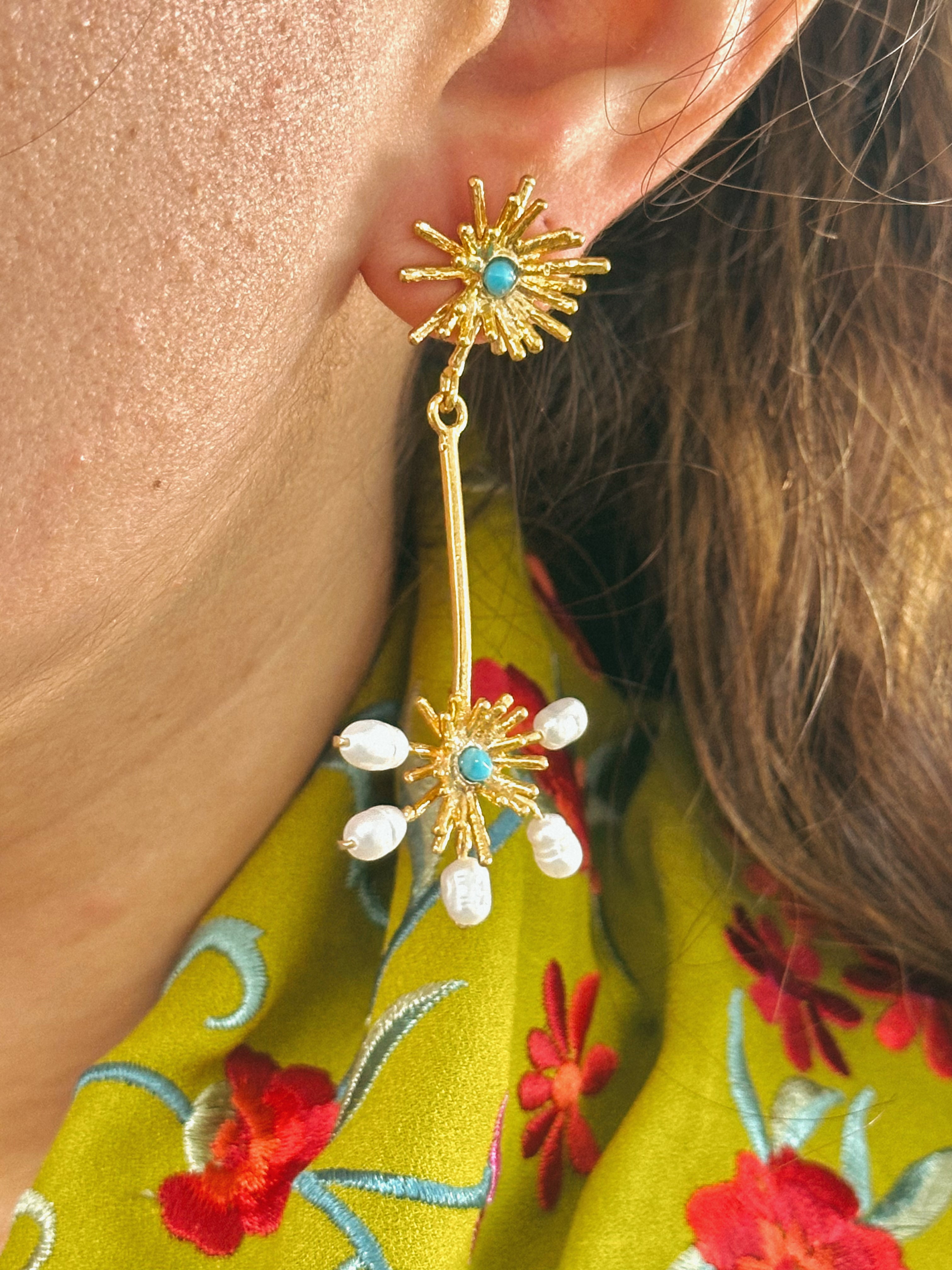 Pendientes Stella Turquesa y Perla