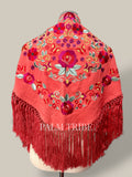 Mantoncillo fantasía coral bordado colores