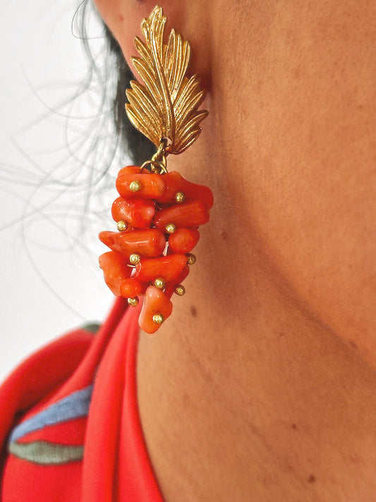 Pendientes Pluma Corales