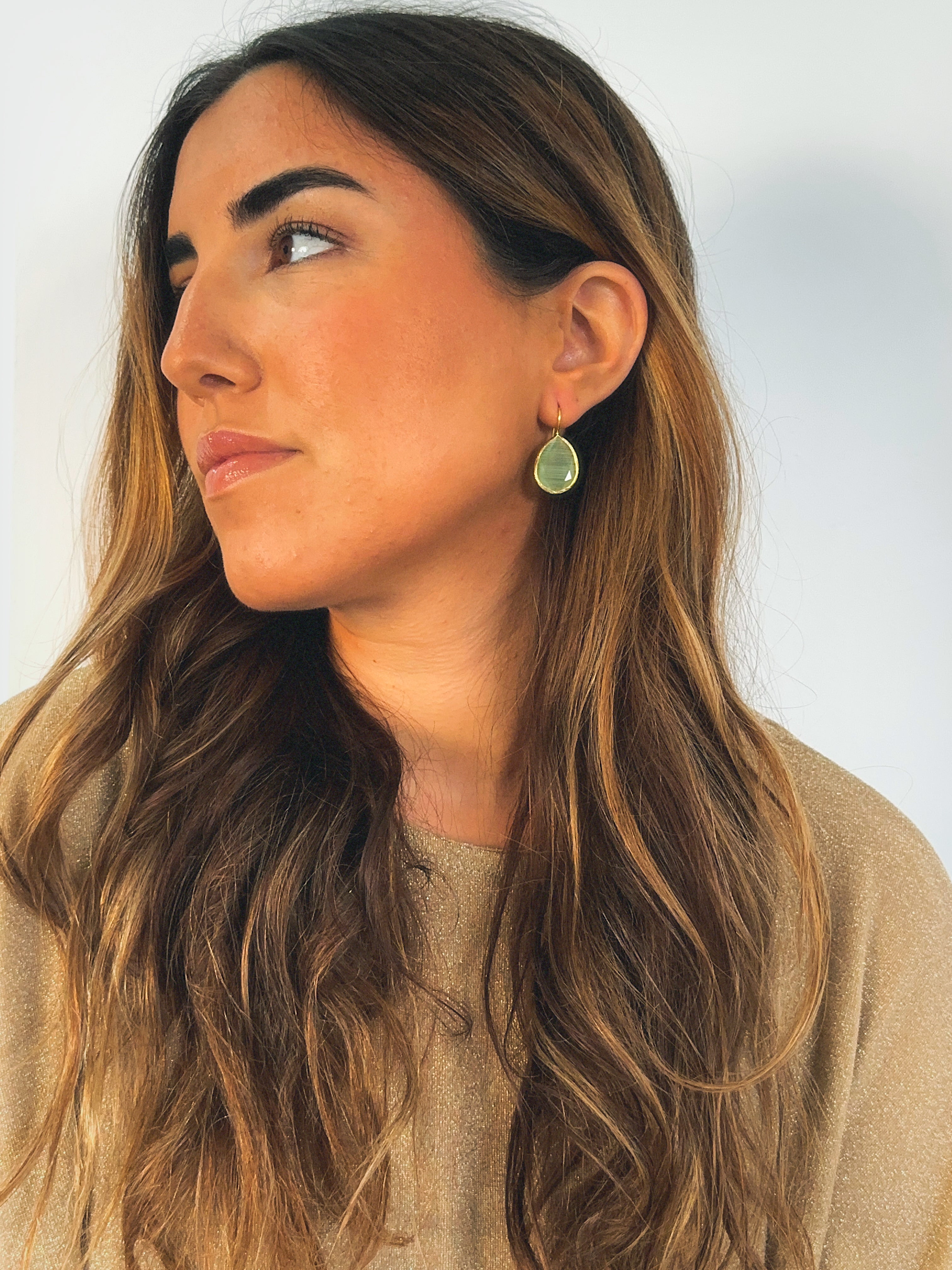 Pendiente gota cristal verde claro