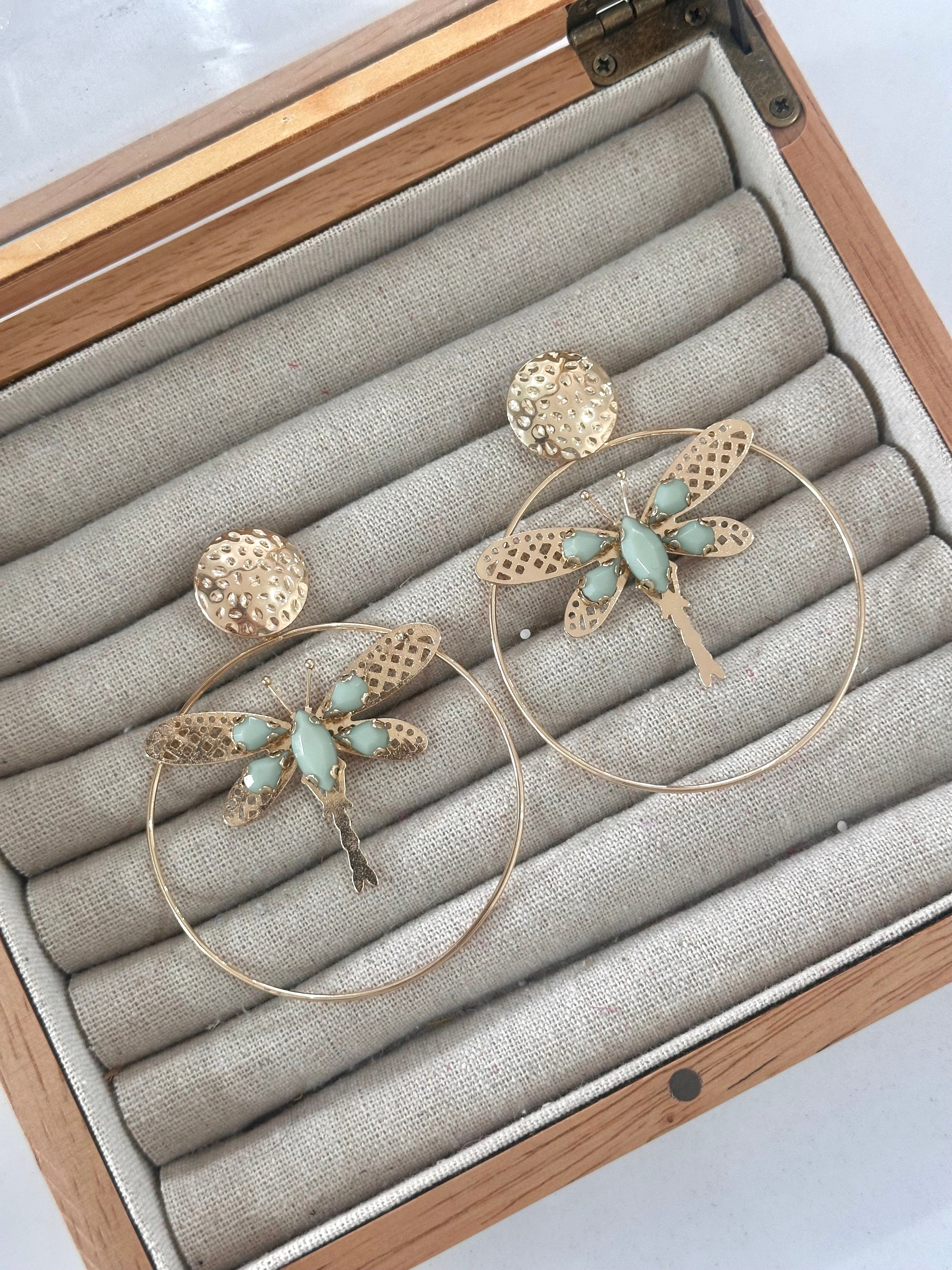 Pendientes Libélula Verde Jabonoso