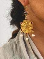 Pendientes Lola Burdeos, Perla y Azul marino