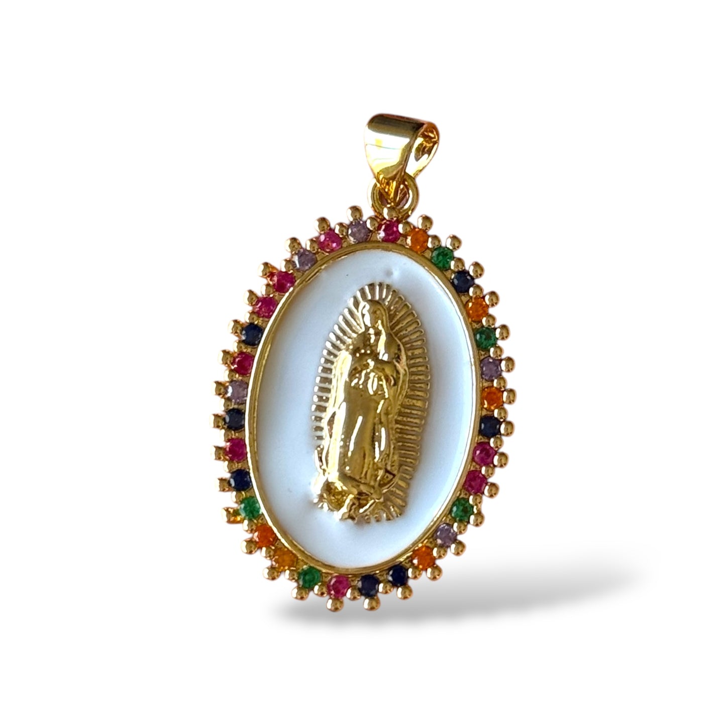 Medalla Virgen Esmalte y Cristal