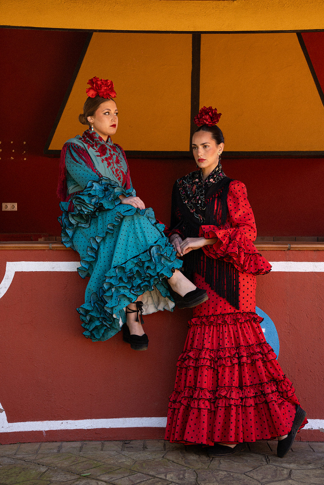 Traje de Flamenca - Modelo Clavel Rojo y Negro