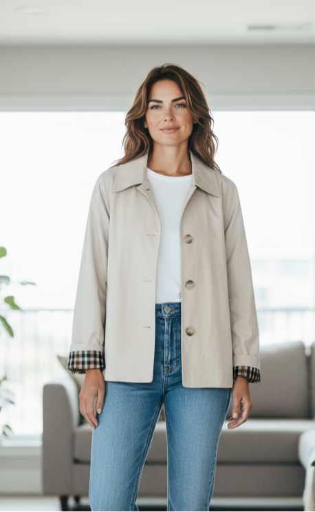 Gabardina Corta Beige