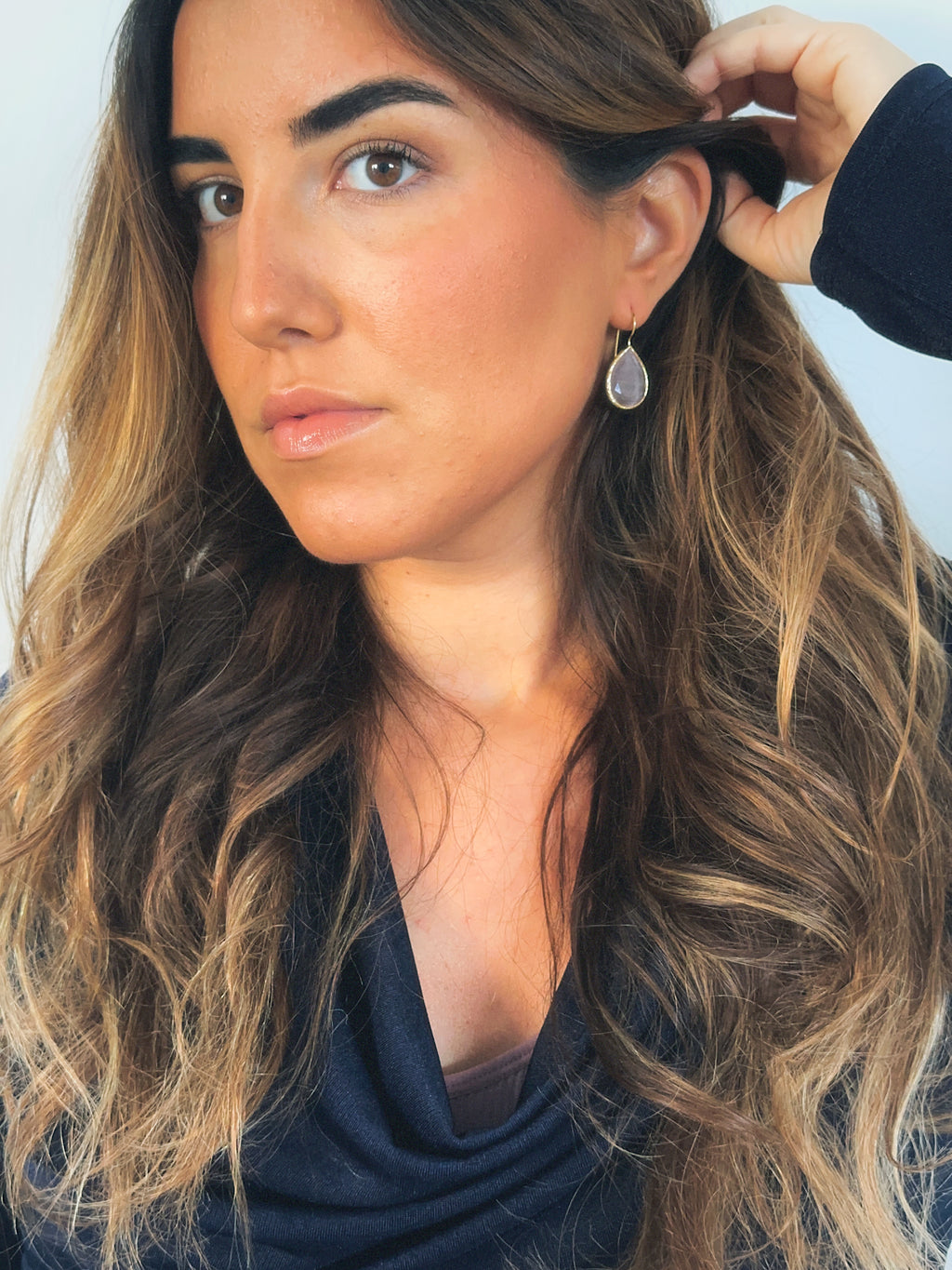 Pendiente lágrima cristal blanco