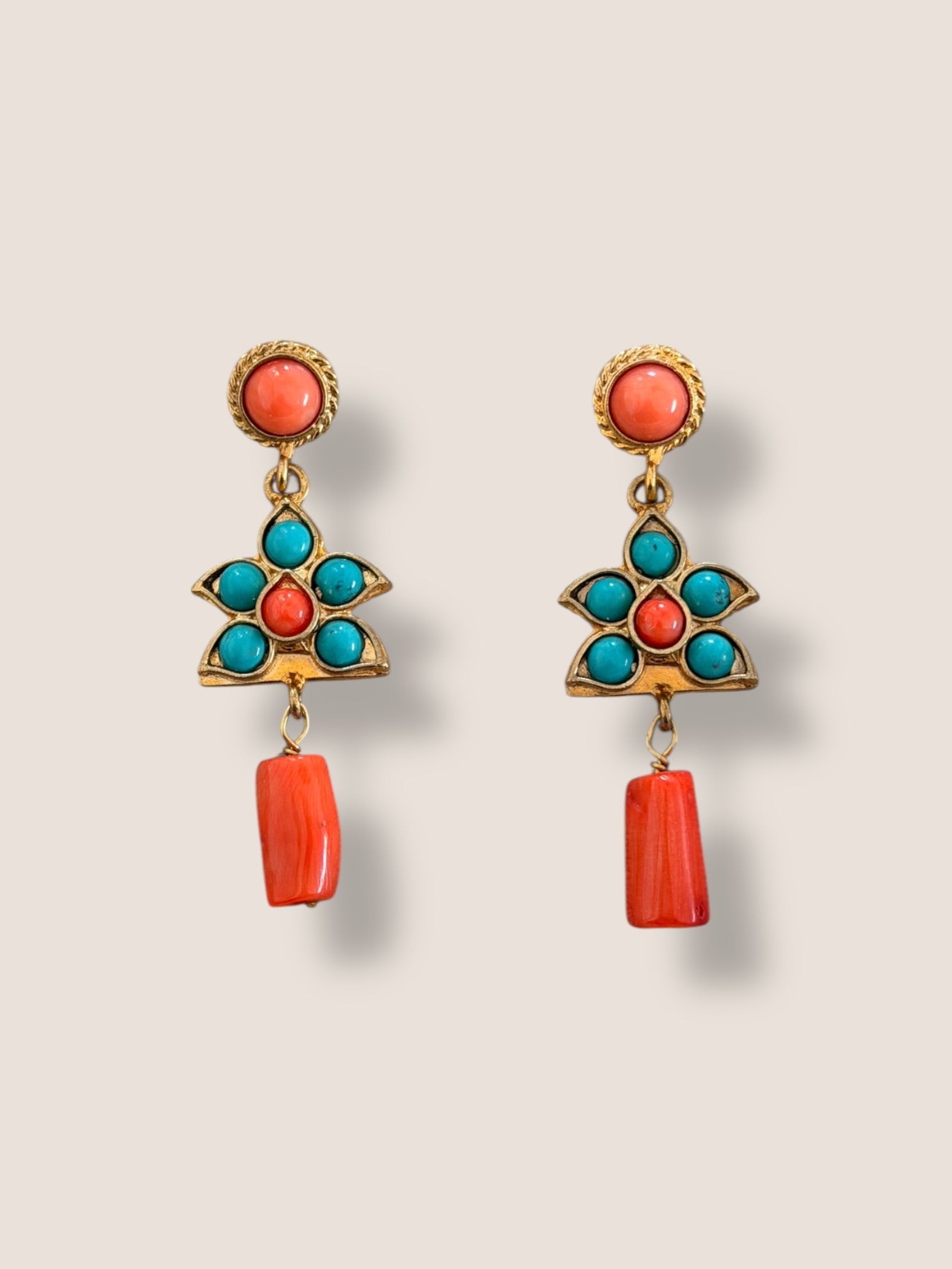 Pendientes Marisma Turquesa y Coral