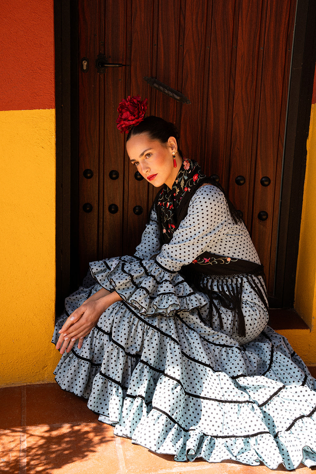 Traje de flamenca - Modelo Jaleo Aquamarina y negro
