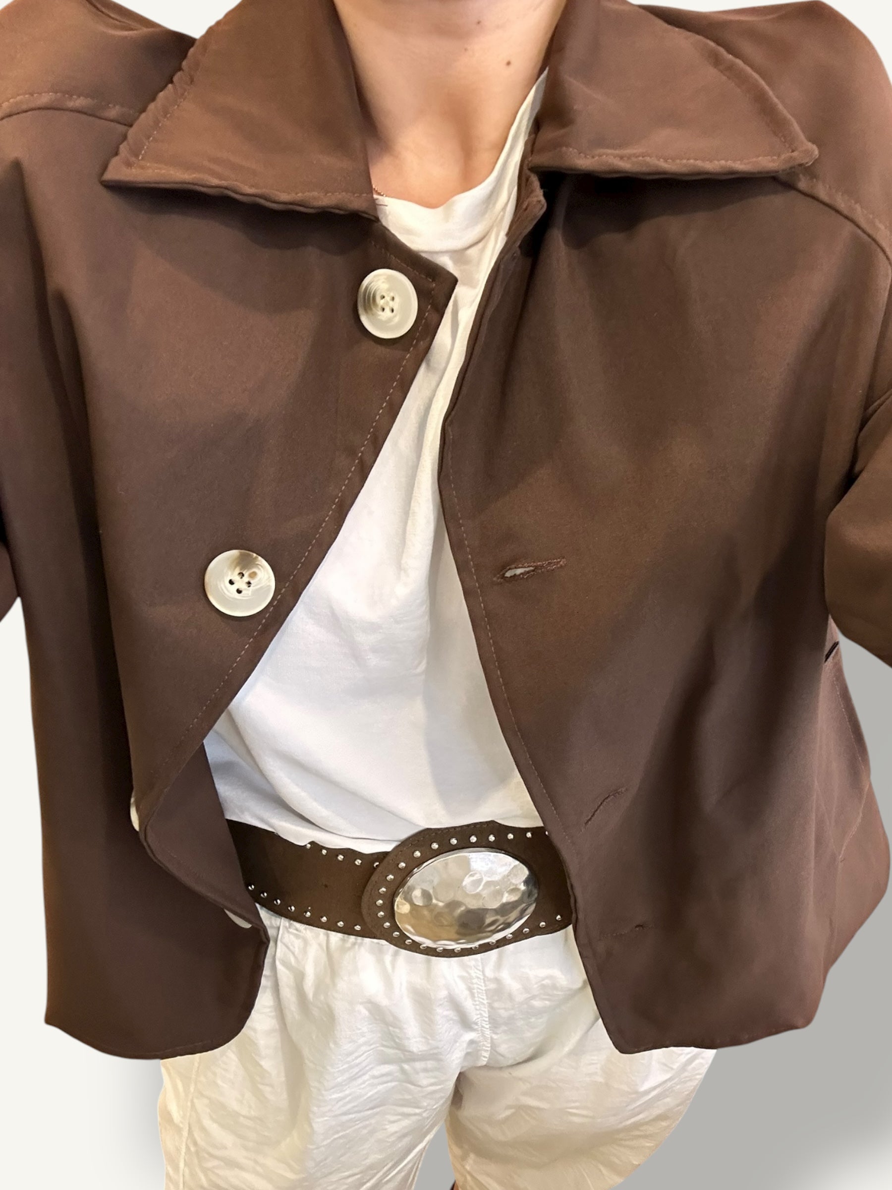 Gabardina Corta Marron