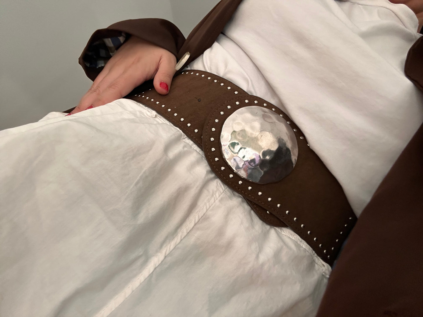 Cinturón elástico círculo plata