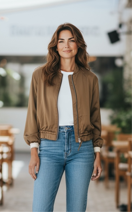 Bomber satinada dorada oscuro