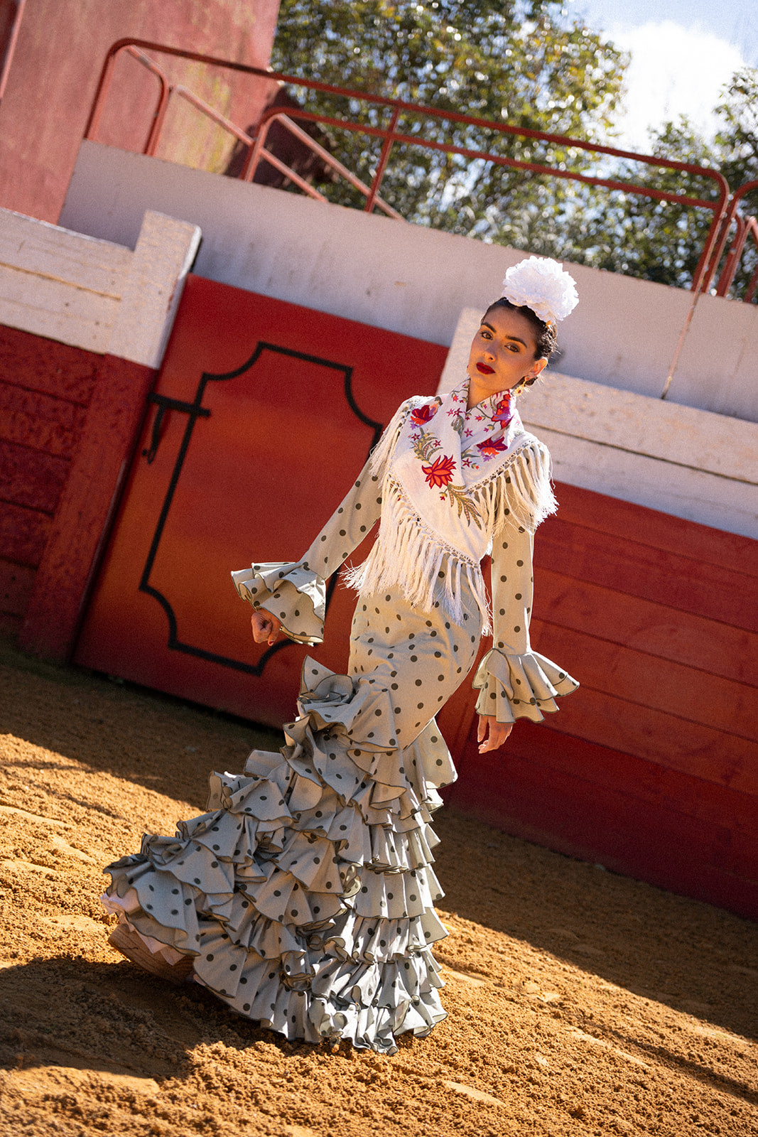 Traje de Flamenca - Modelo Abril Verde Lunar verde oscuro