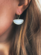 Pendiente abanico cristal blanco