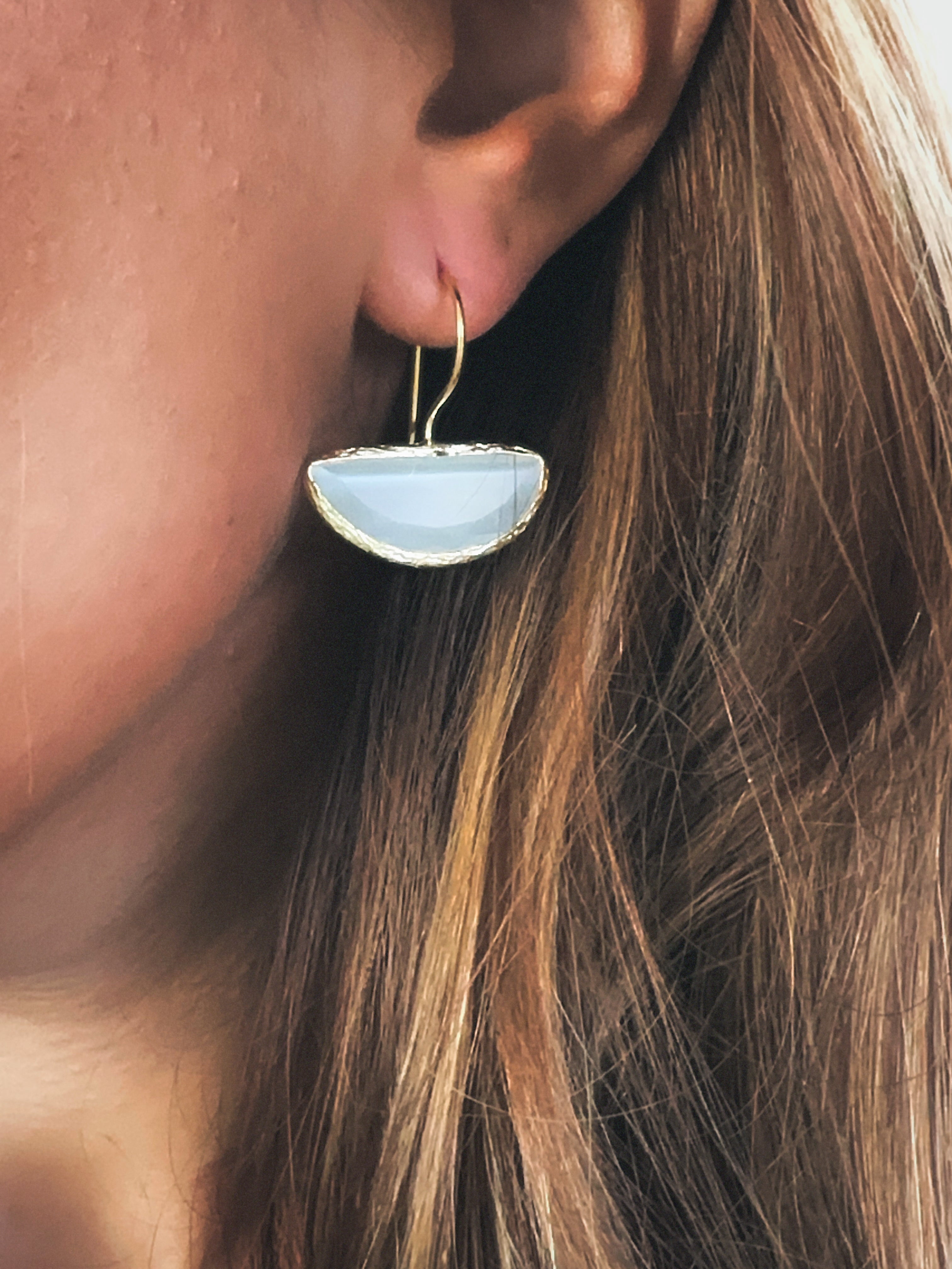 Pendiente abanico cristal blanco