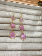 Pendientes Lágrima Triple rosa
