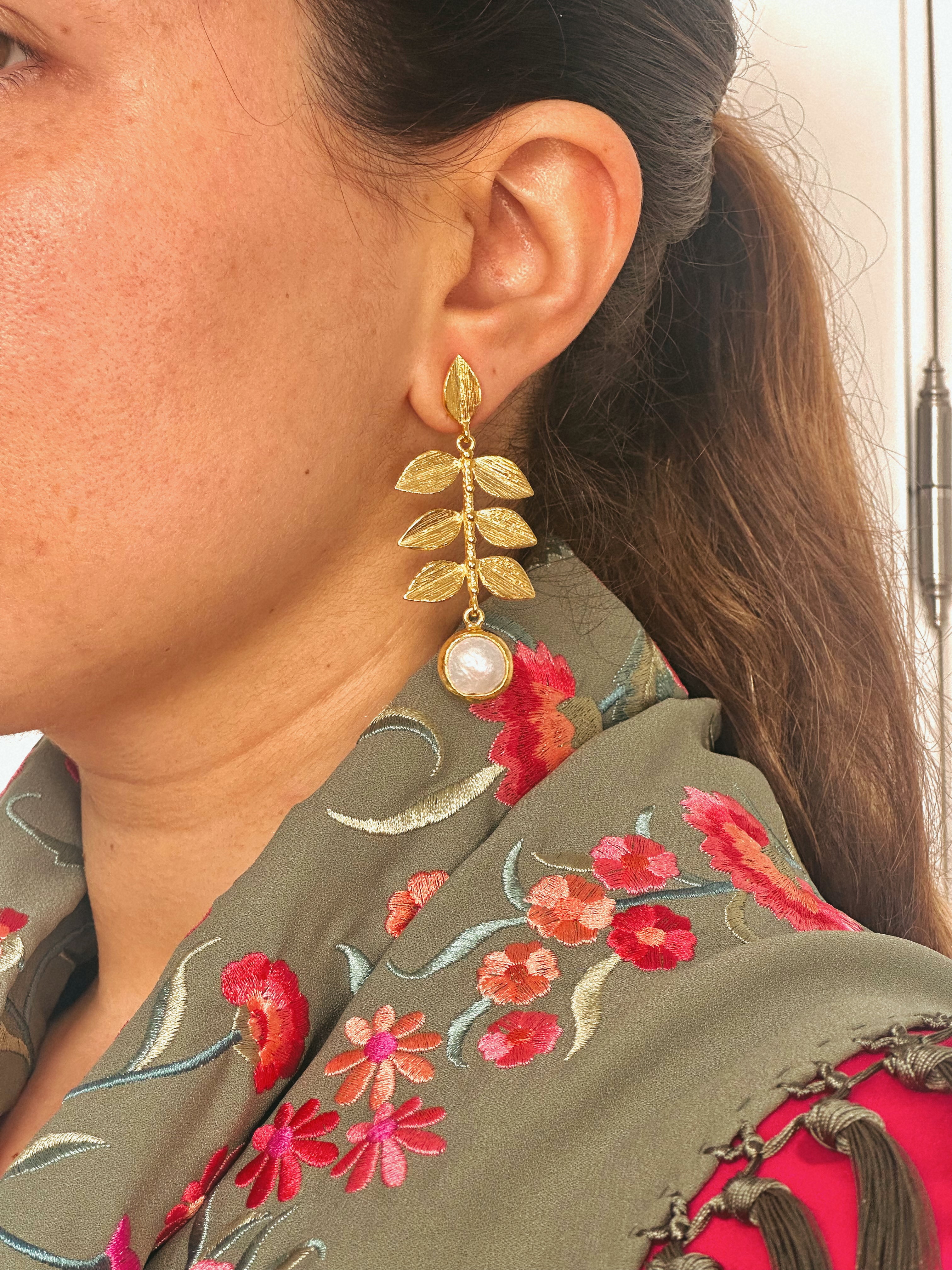 Pendientes Hoja Perla Madre