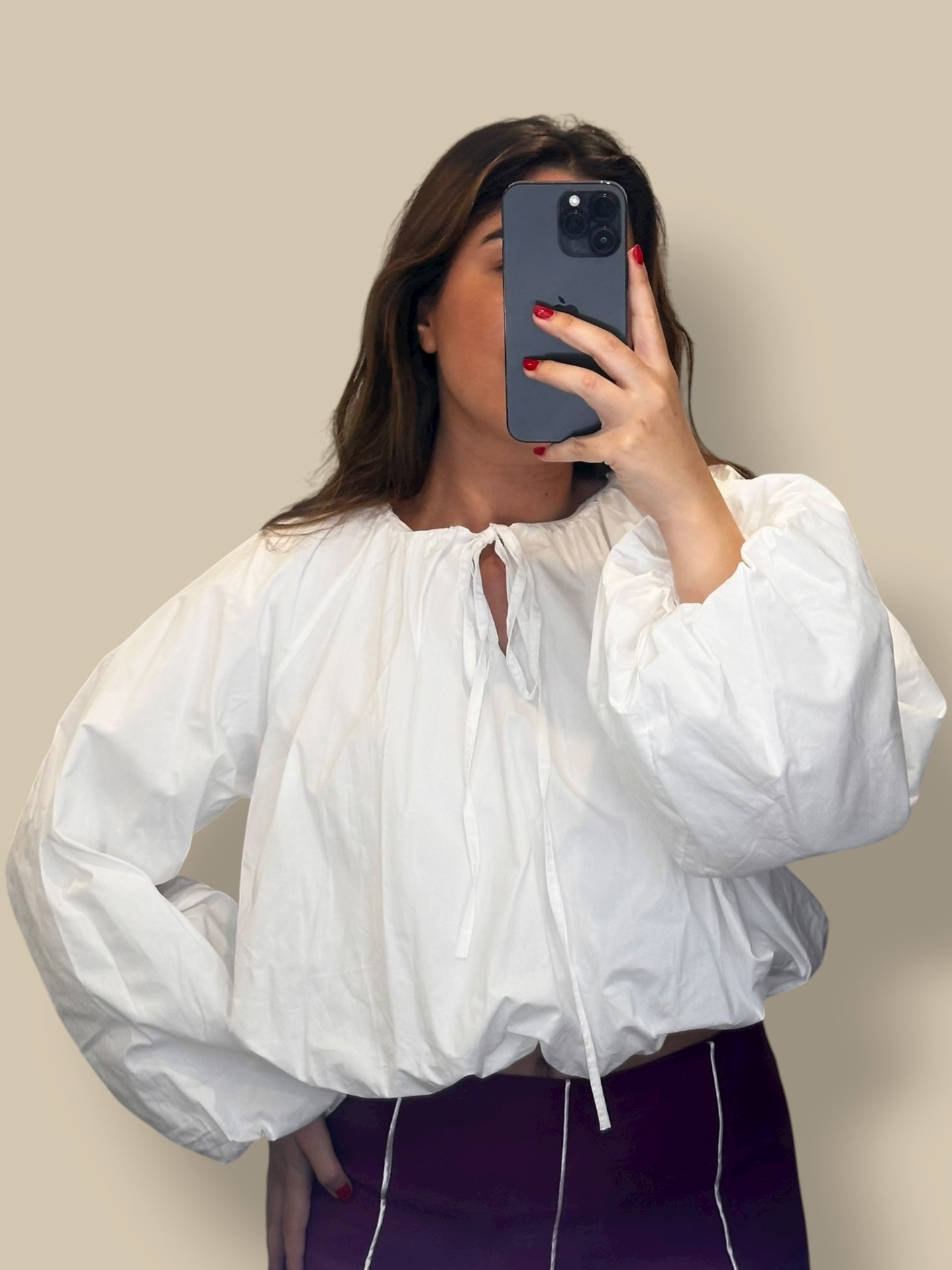 Blusa Abullonada Blanca