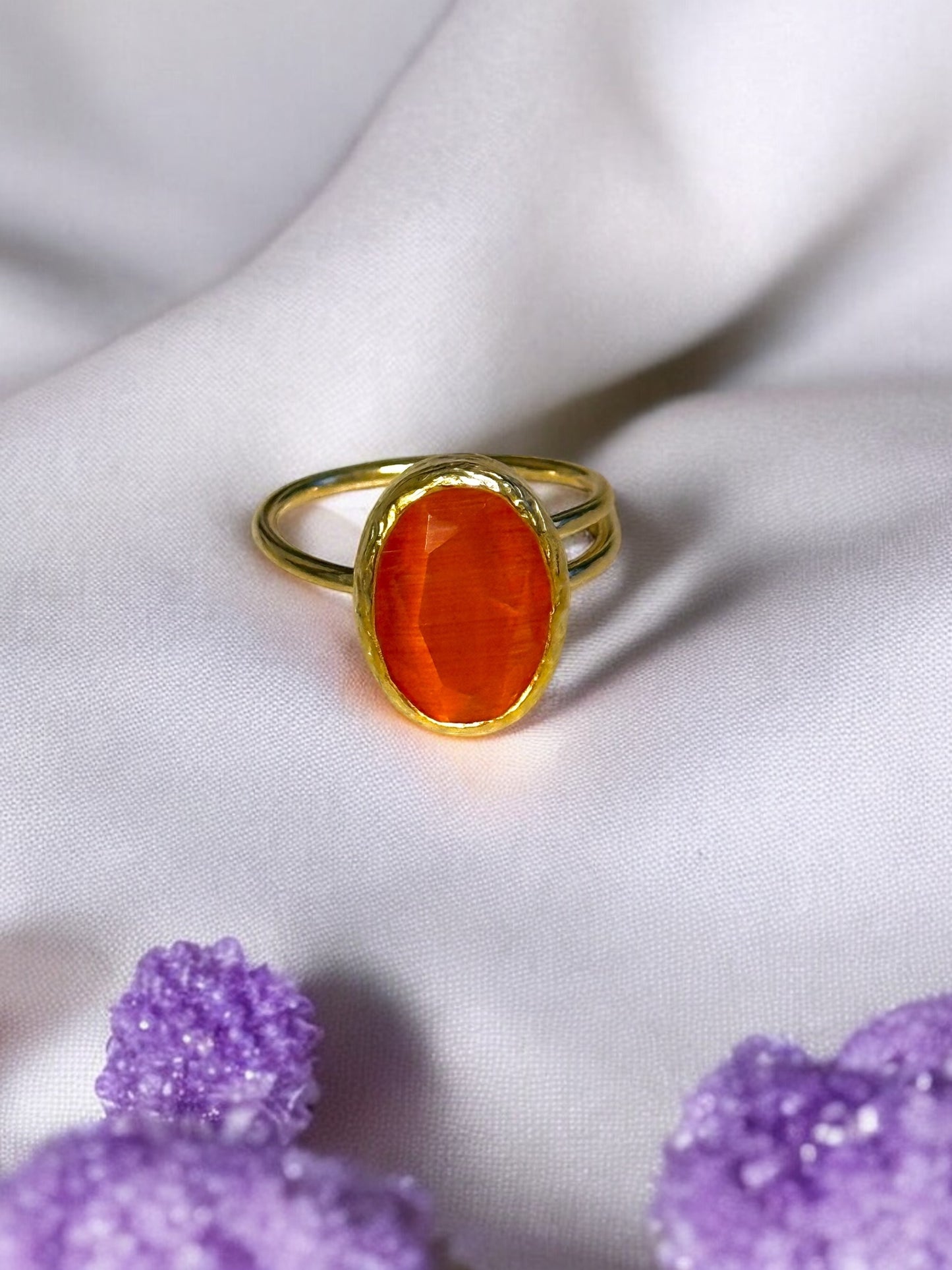 Anillo Óvalo Cristal naranja