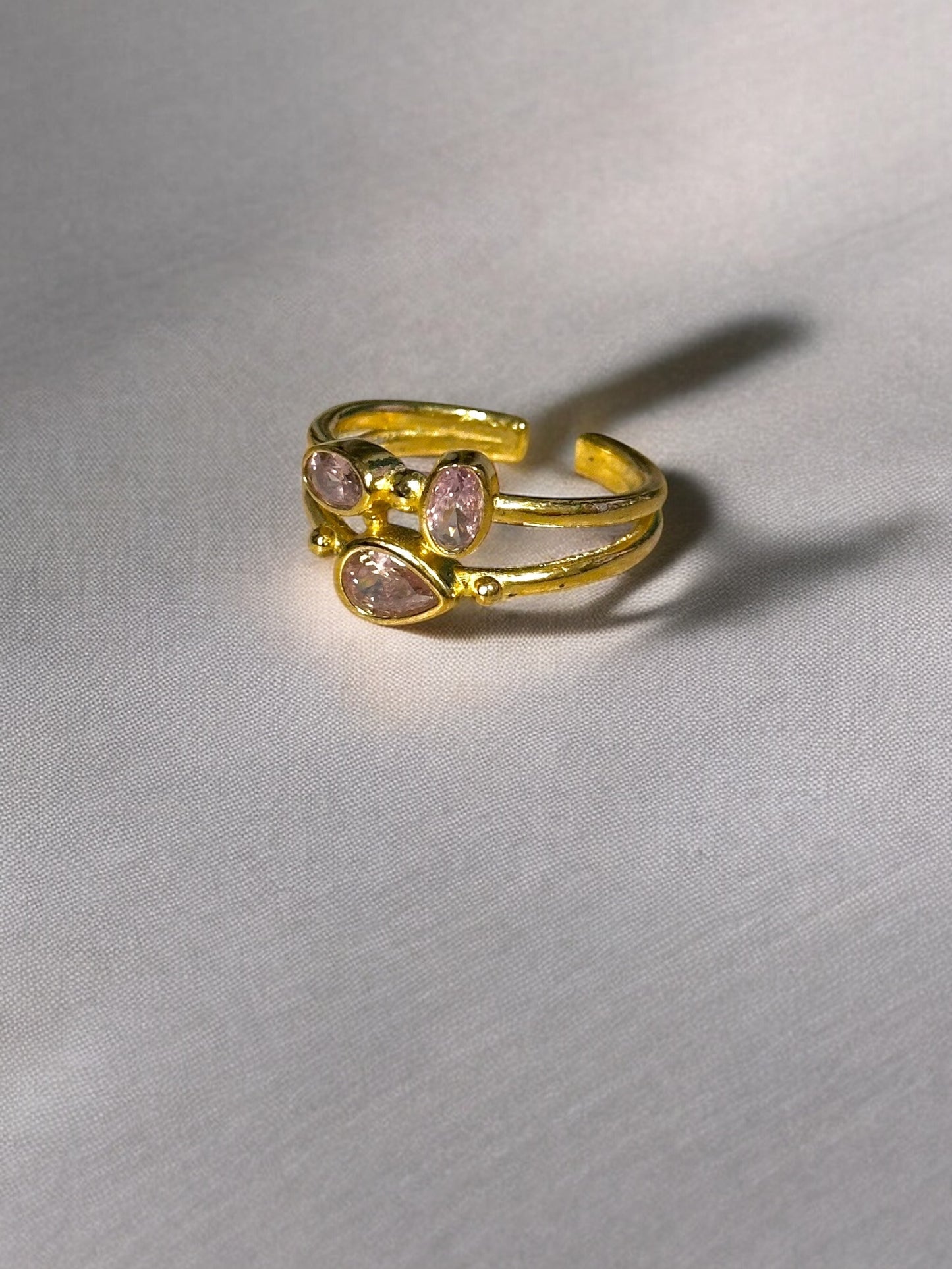 Anillo trío cristal circonita rosa