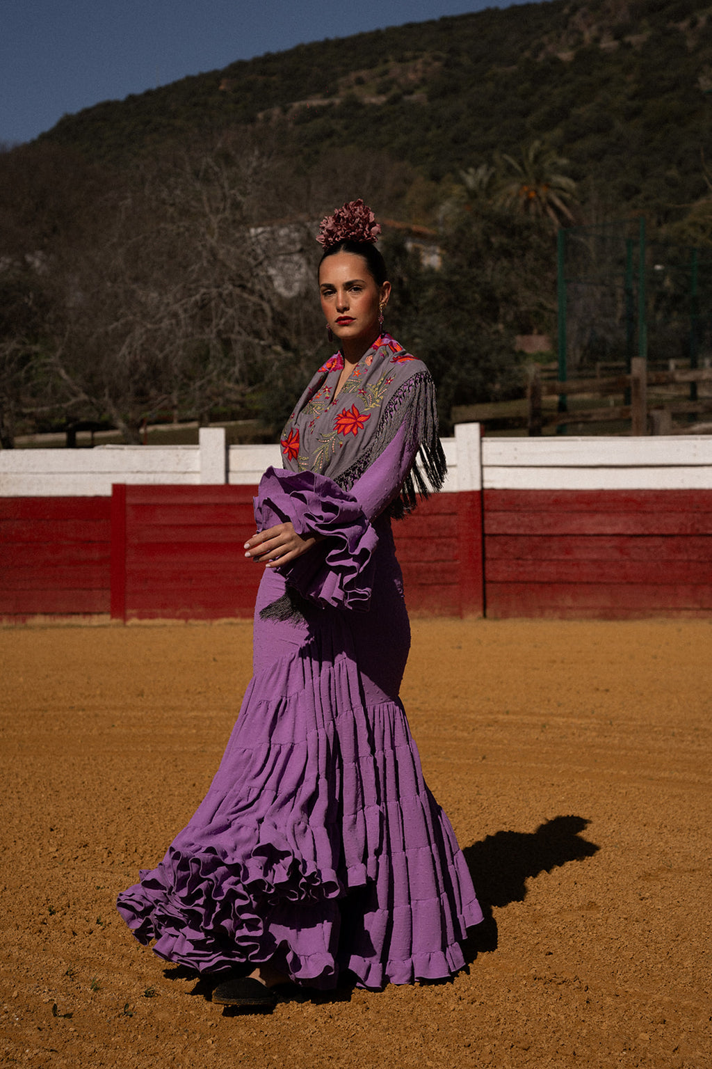 Vestido de flamenca - Modelo Lola Plumeti Lila