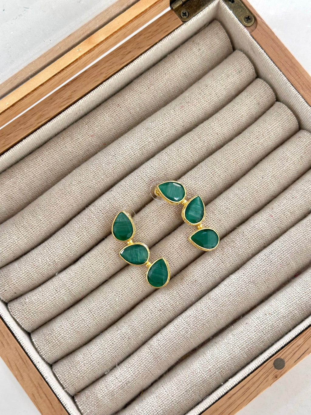 Pendientes Trío Piedra Esmeralda