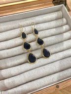 Pendientes lágrima triple negro