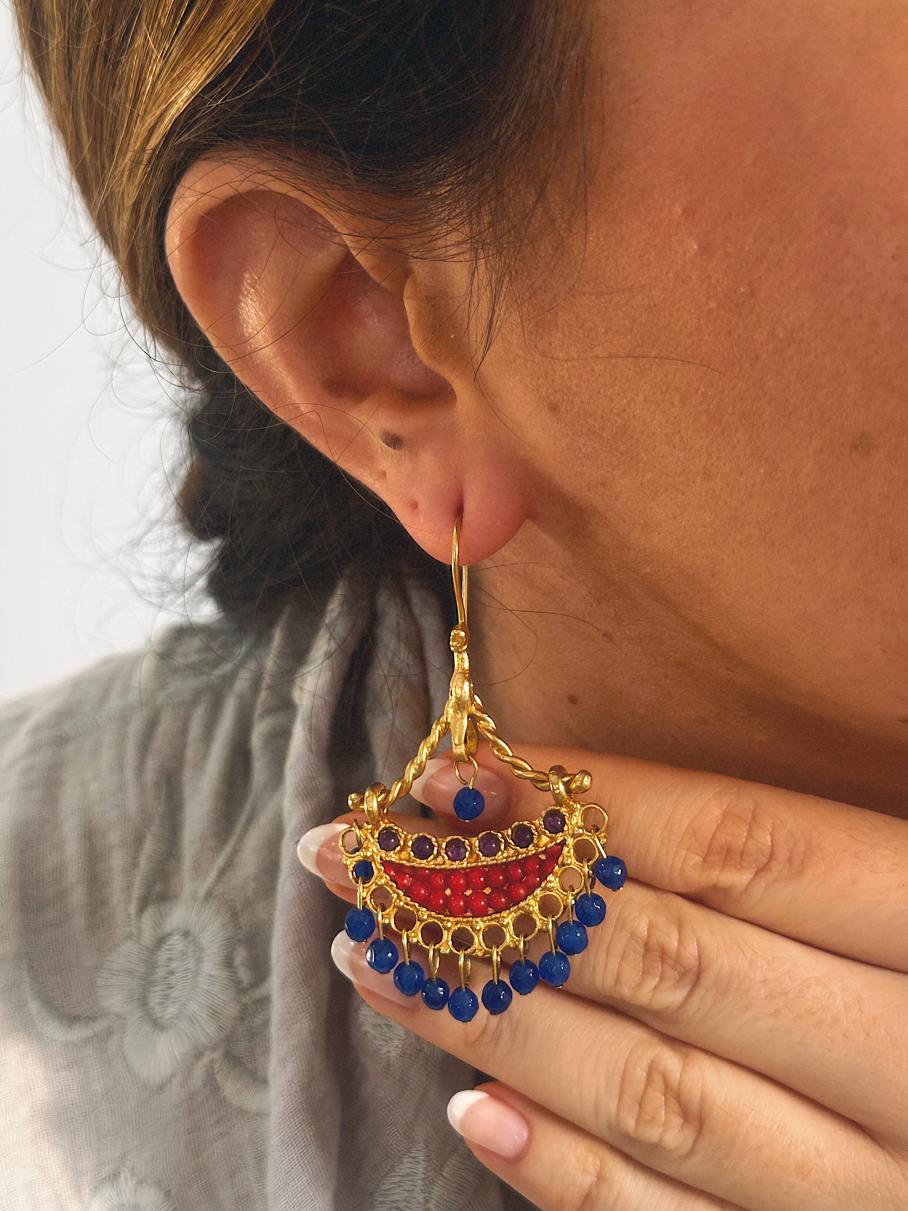 Pendientes Candela Rojo y Azul Eléctrico