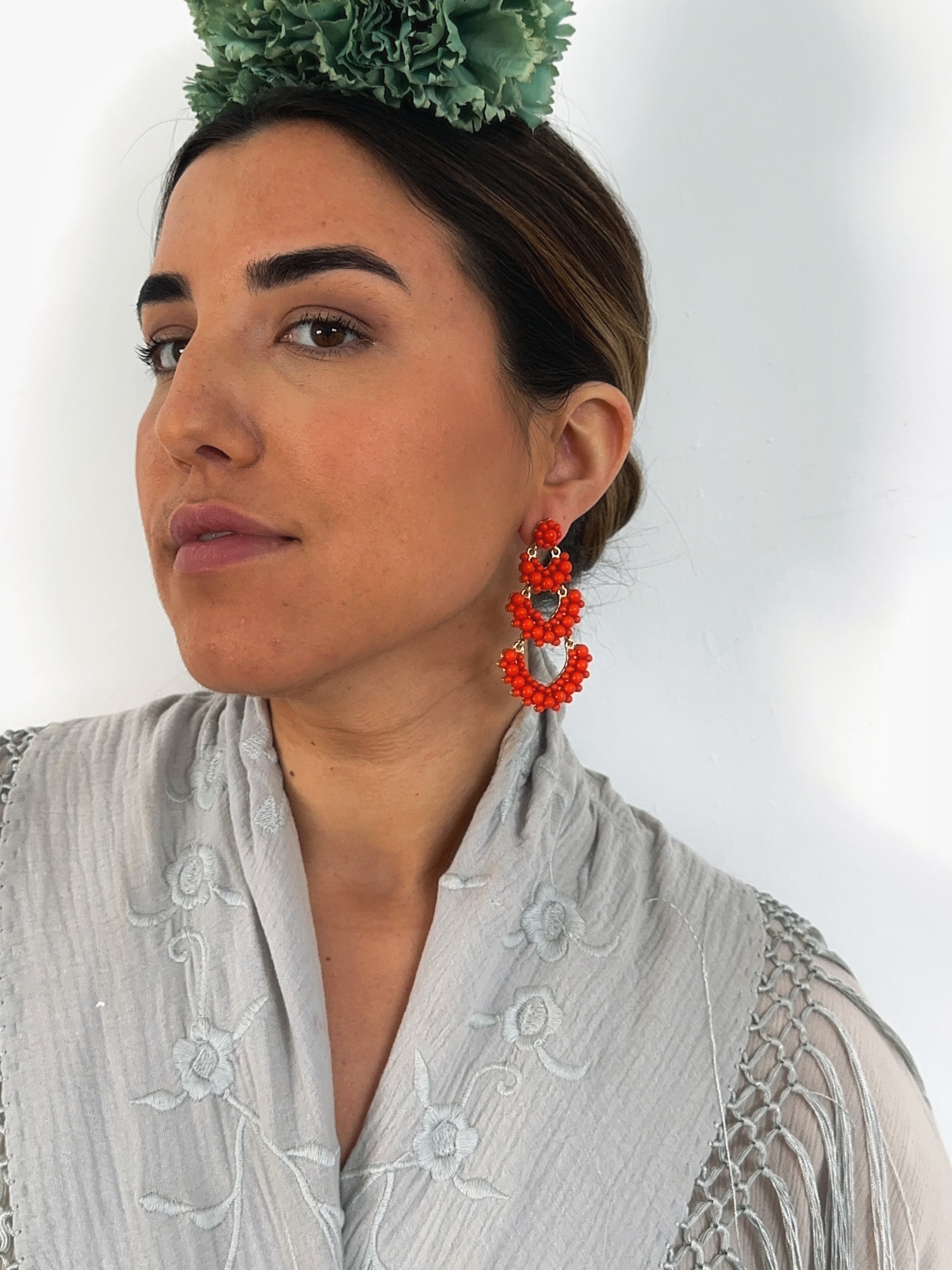 Pendientes Solera Naranja Rojizo