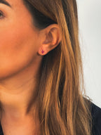 Pendiente botón cristal fucsia