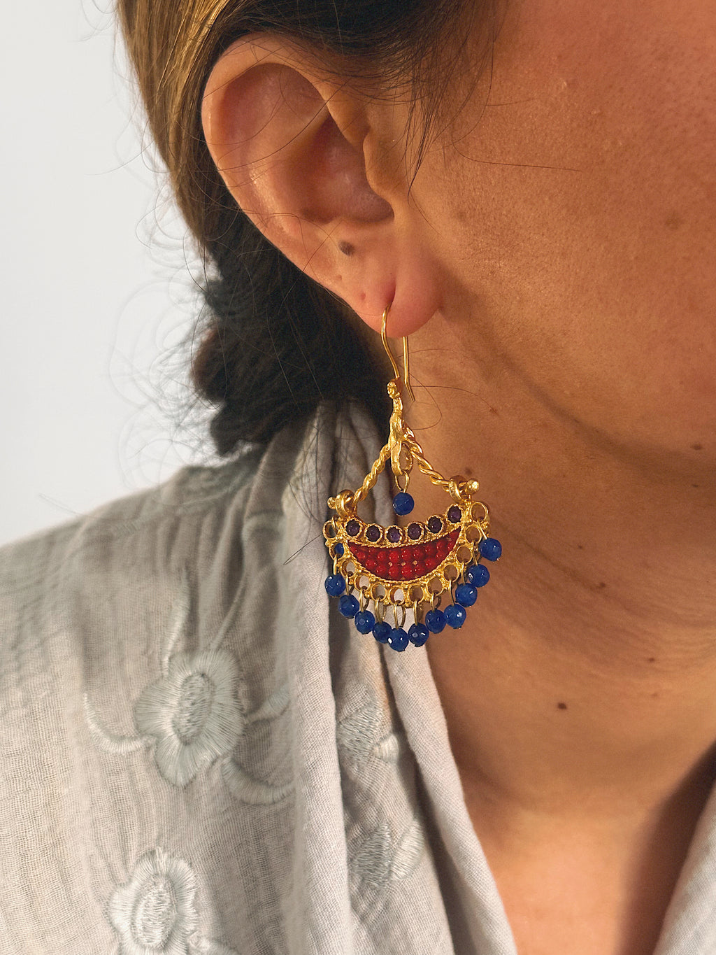 Pendientes Candela Rojo y Azul Eléctrico