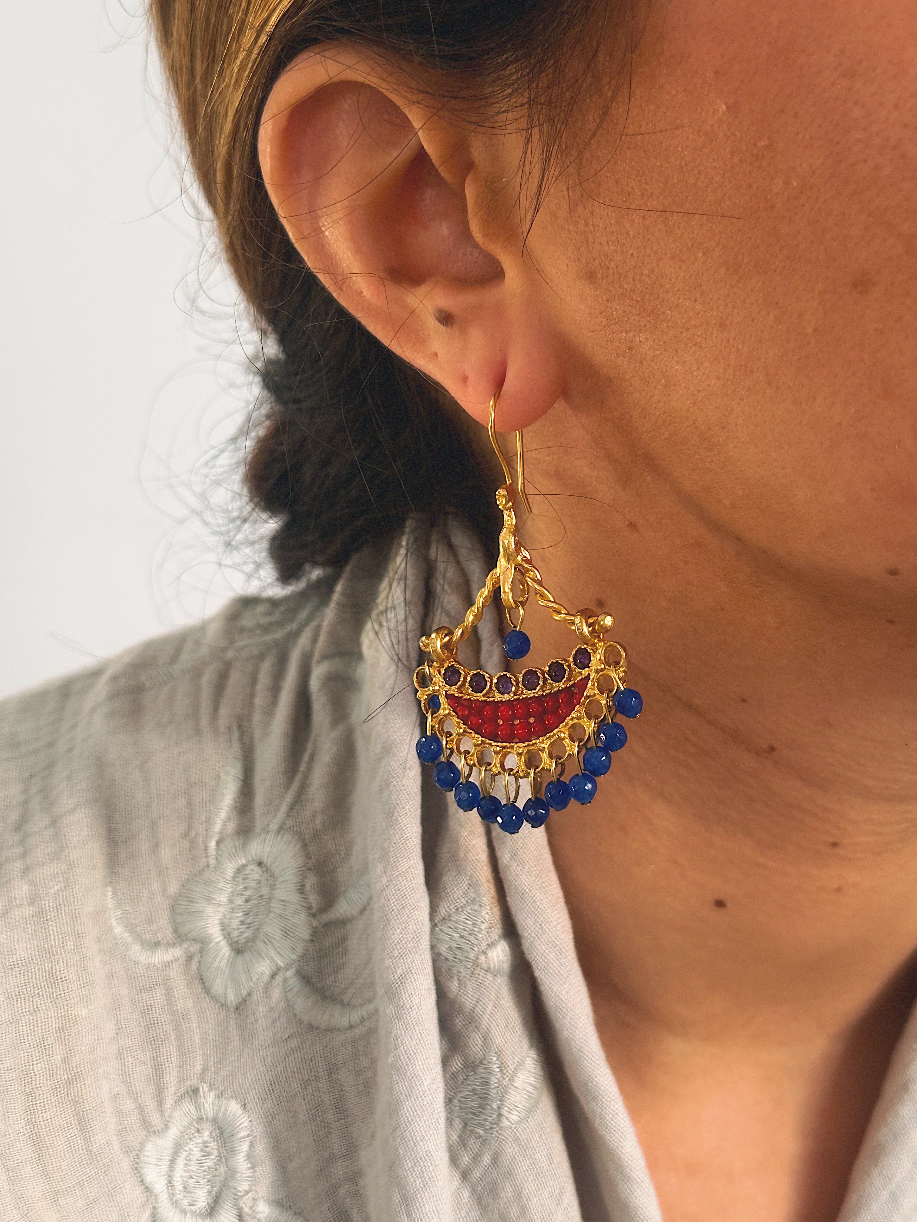 Pendientes Candela Rojo y Azul Eléctrico