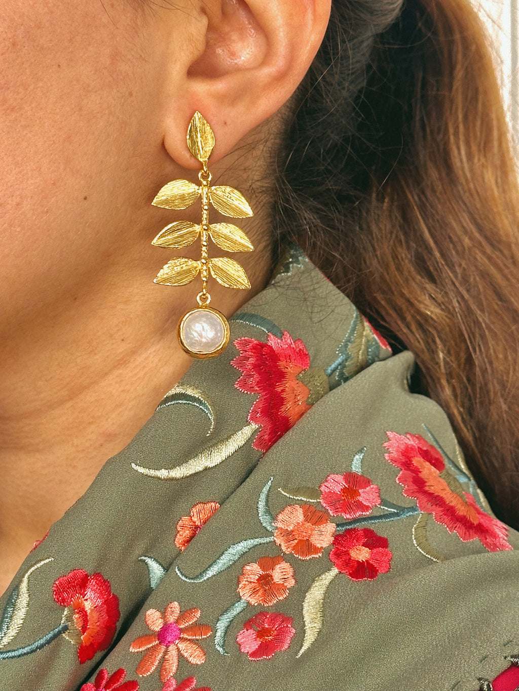 Pendientes Hoja Perla Madre