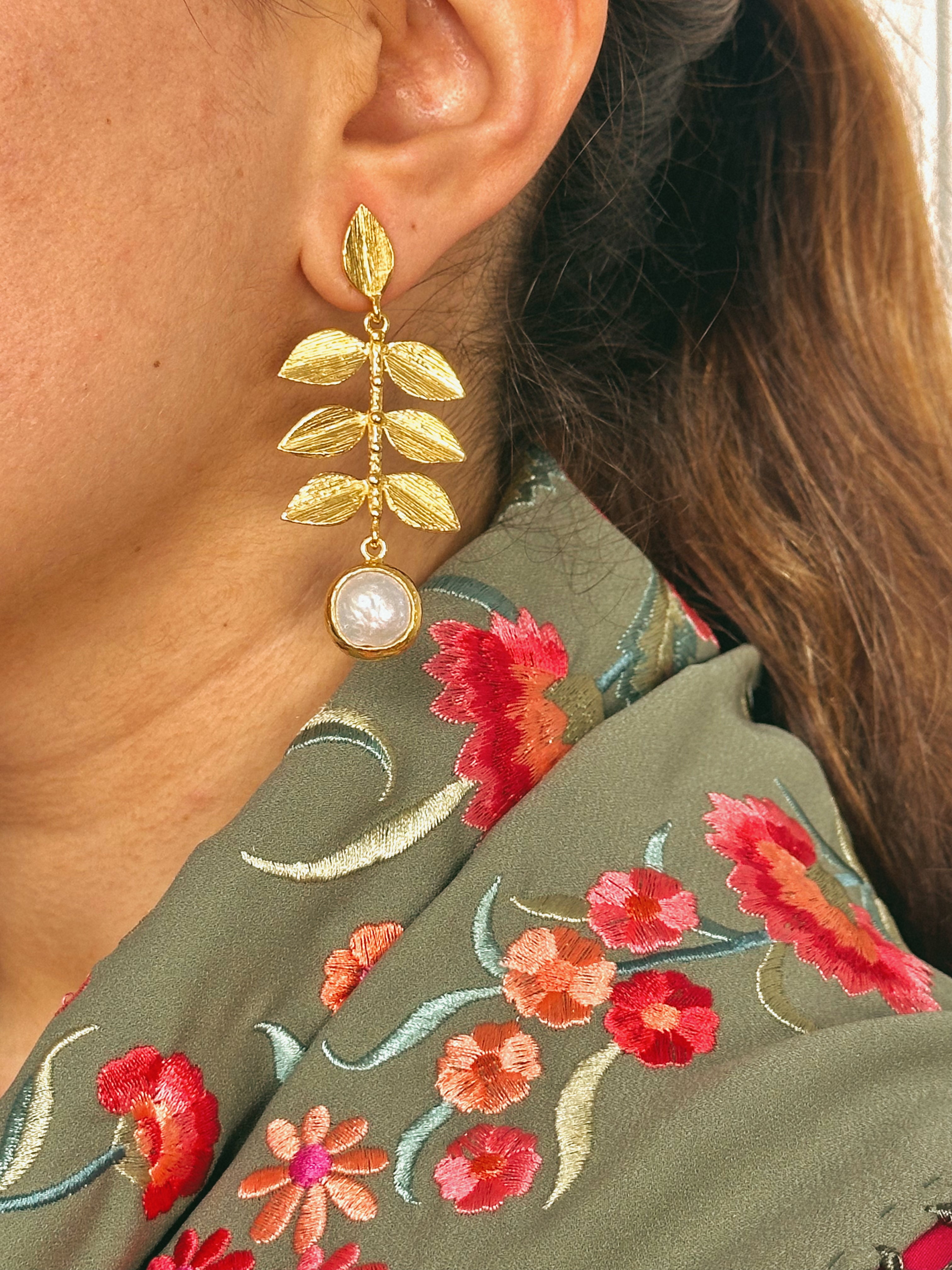 Pendientes Hoja Perla Madre