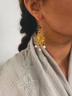 Pendientes Lola Burdeos, Perla y Azul marino