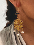 Pendientes Lola Burdeos, Perla y Azul marino