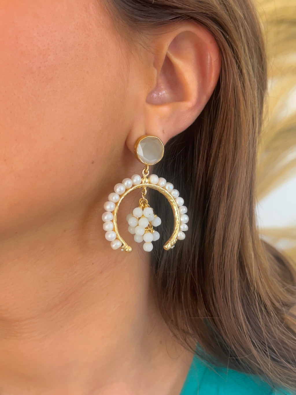 Pendientes Vid perla blanco