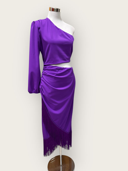 Vestido Gloria Flecos Morado