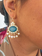 Pendientes Leticia Cristal natural azul y perla