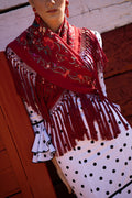 Mantoncillo Jaleo Burdeos con rojo