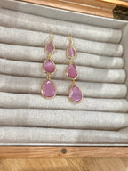 Pendientes Lágrima Triple rosa