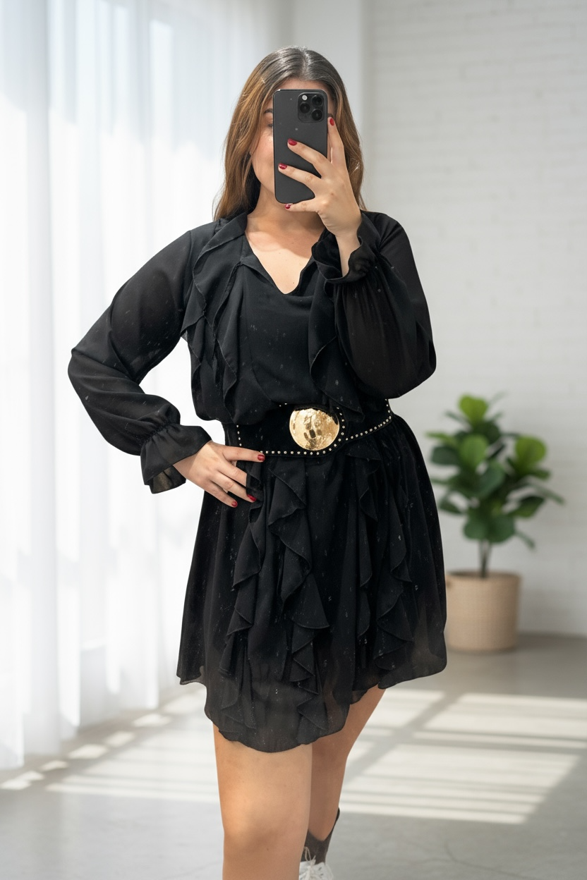 Vestido Chorreras negro