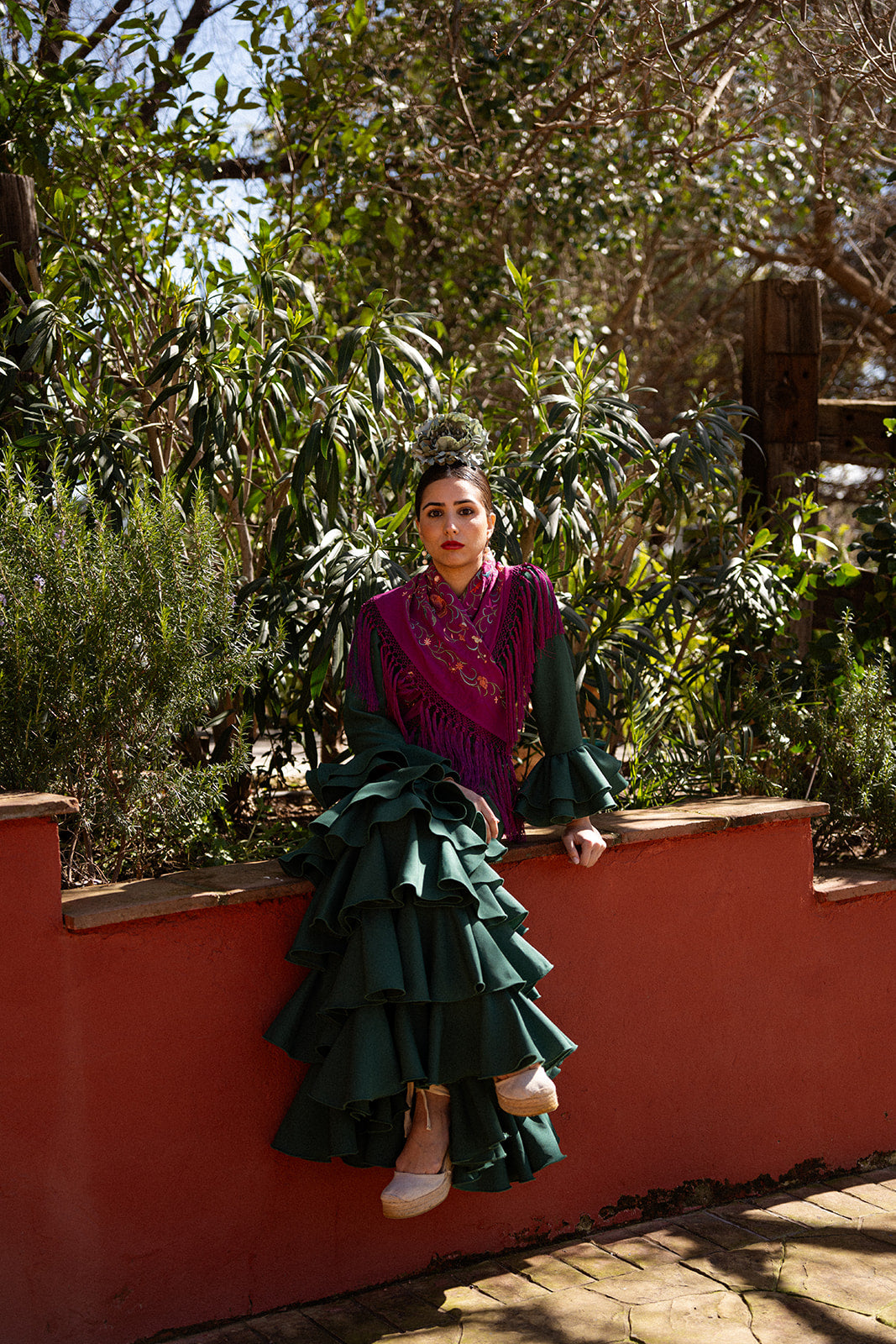 Traje de flamenca - Modelo Rosario Verde Oscuro