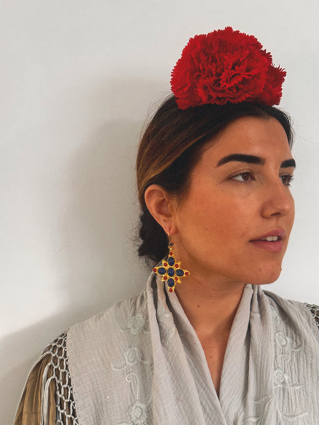 Pendientes Estrella Azul Marino y Rojo