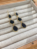 Pendientes lágrima triple negro