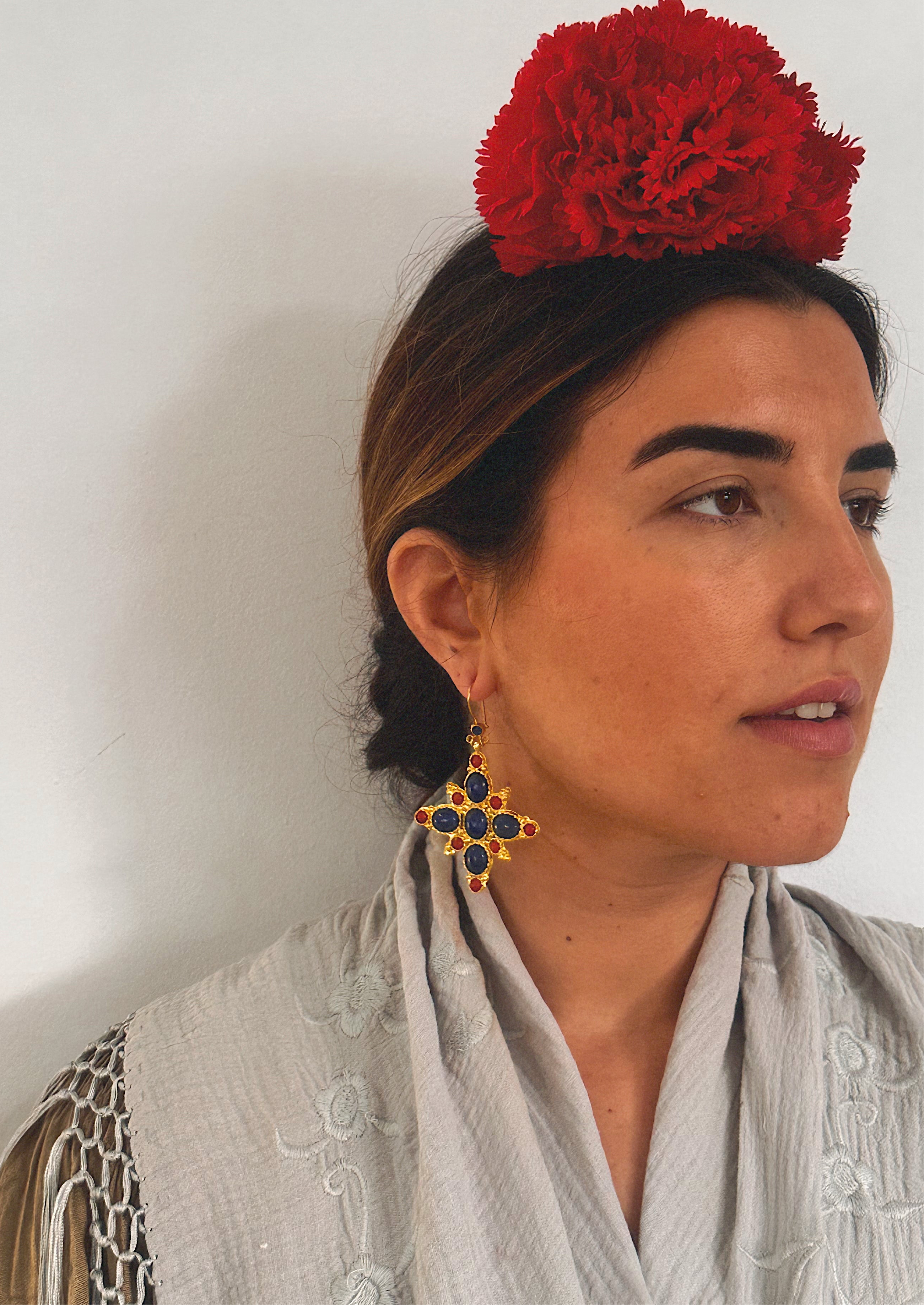 Pendientes Estrella Azul Marino y Rojo