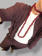 Collar Bolas Burdeos